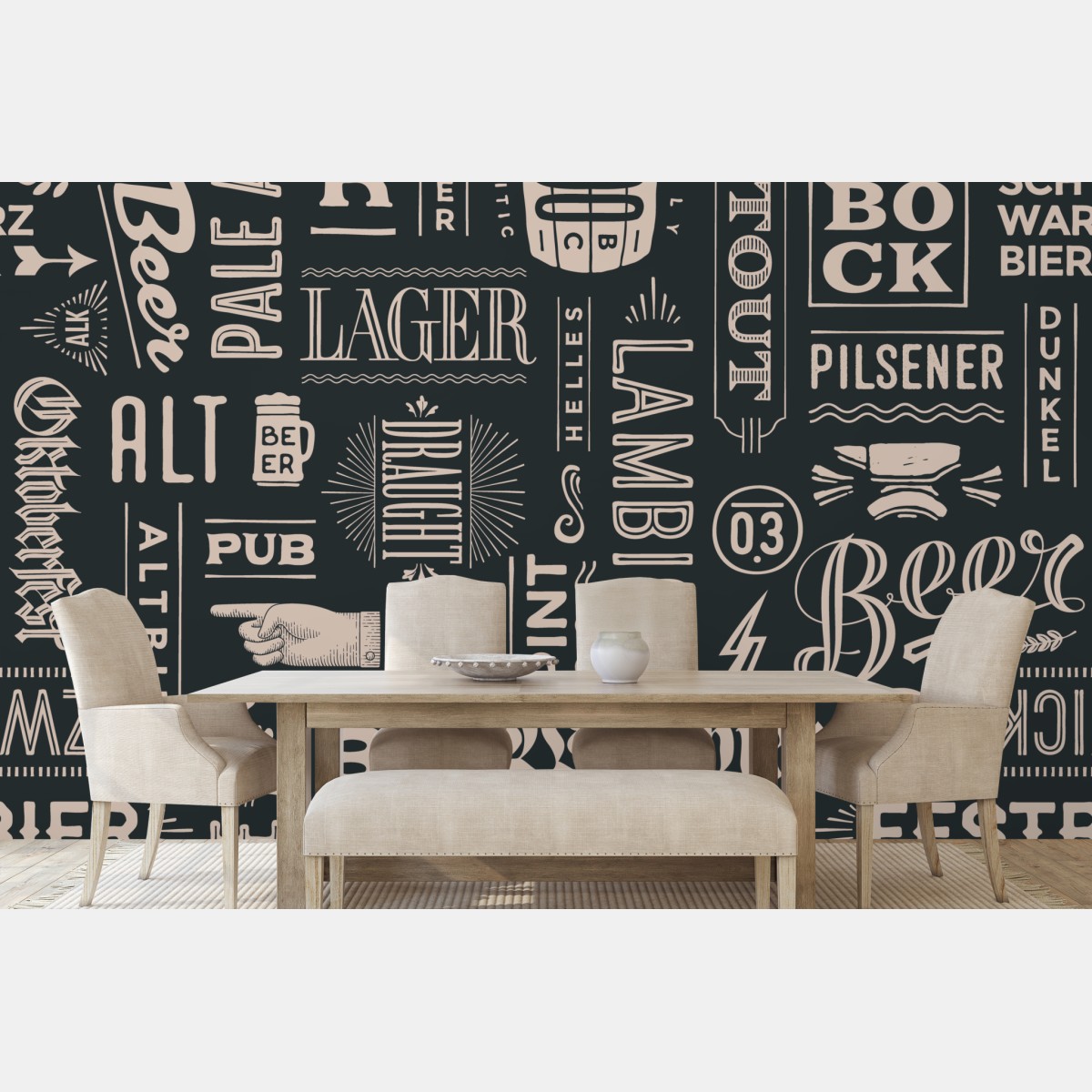 Wall mural vintage beer label collage
