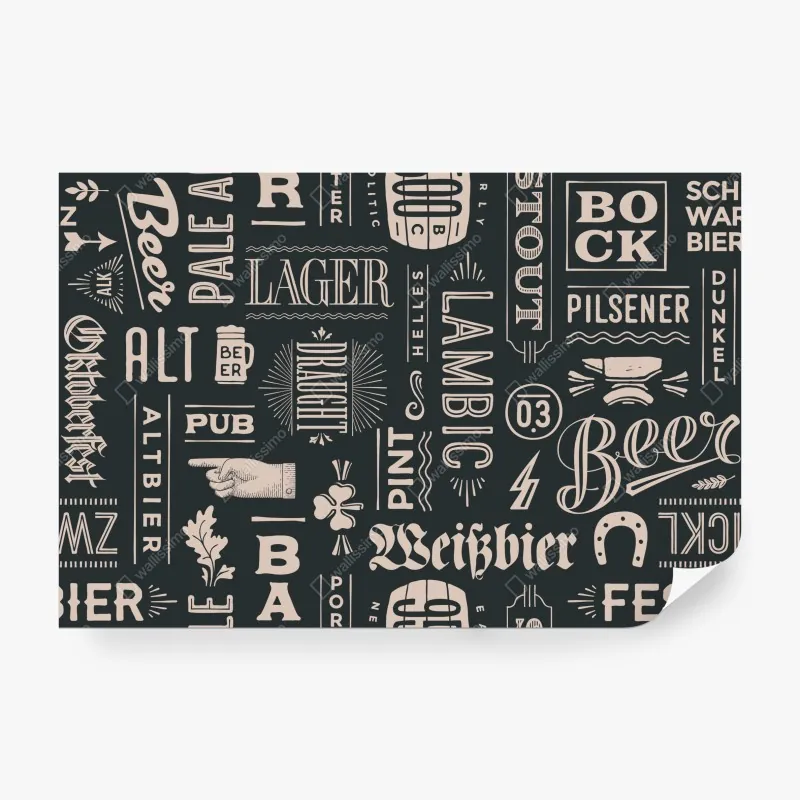 Fototapeta vintage kolaż etykiet piwnych