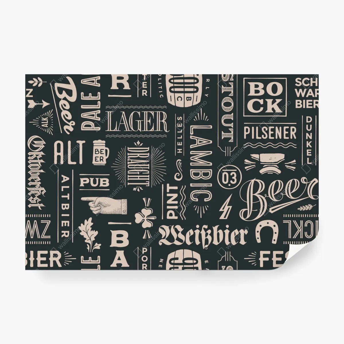 Fototapeta vintage kolaż etykiet piwnych – Wallissimo® Fototapeta vintage kolaż etykiet piwnych – Wallissimo®