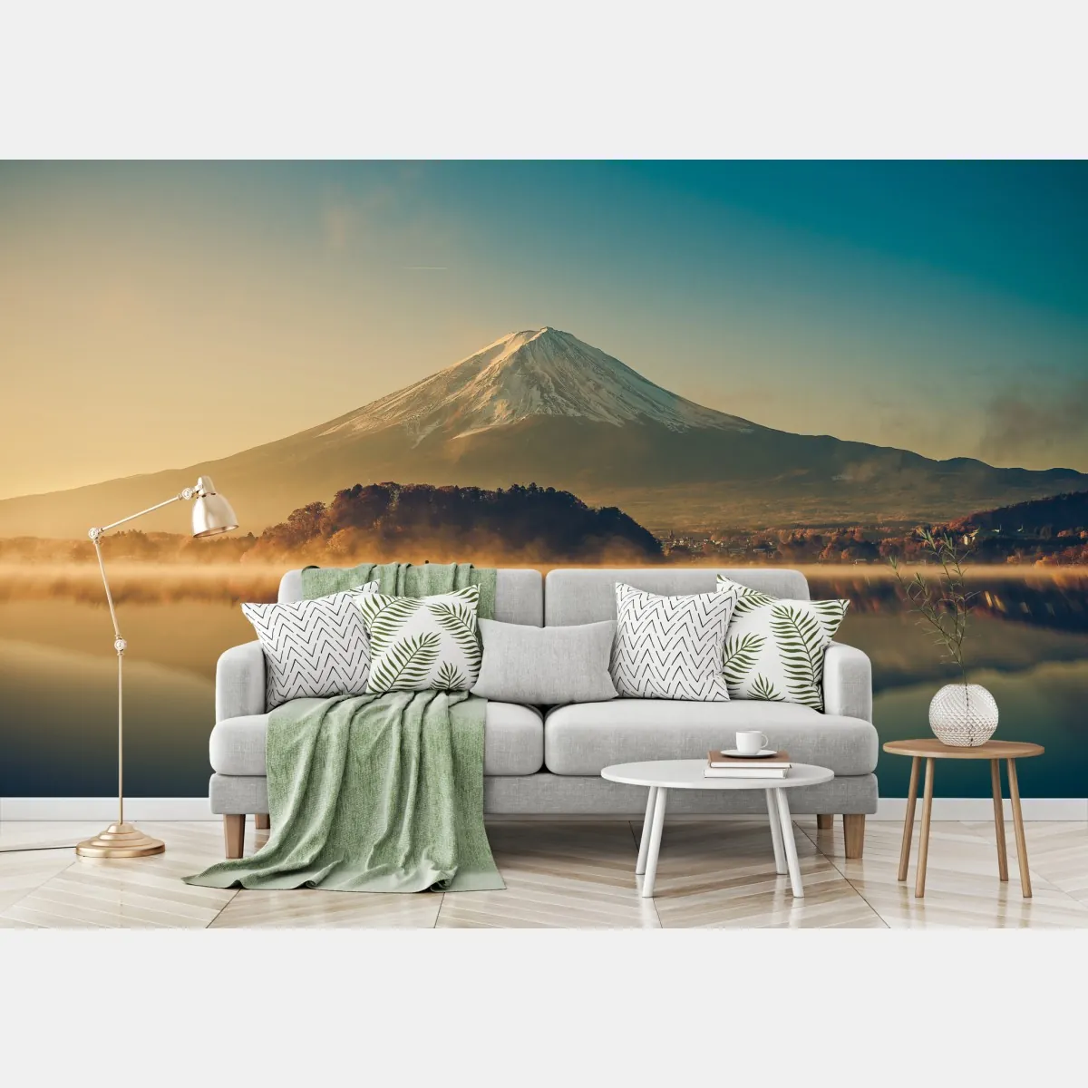 Fototapeta wschód słońca nad Mount Fuji nad jeziorem Kawaguchiko – Wallissimo® Fototapeta wschód słońca nad Mount Fuji nad jeziorem Kawaguchiko – Wallissimo®