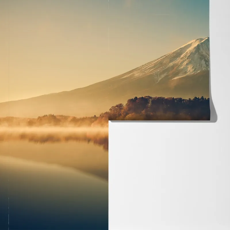 Fototapeta wschód słońca nad Mount Fuji nad jeziorem Kawaguchiko – Wallissimo® Fototapeta wschód słońca nad Mount Fuji nad jeziorem Kawaguchiko – Wallissimo®