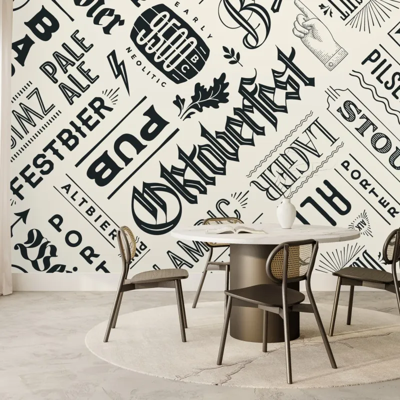 Fototapeta vintage wzór etykiet piwnych