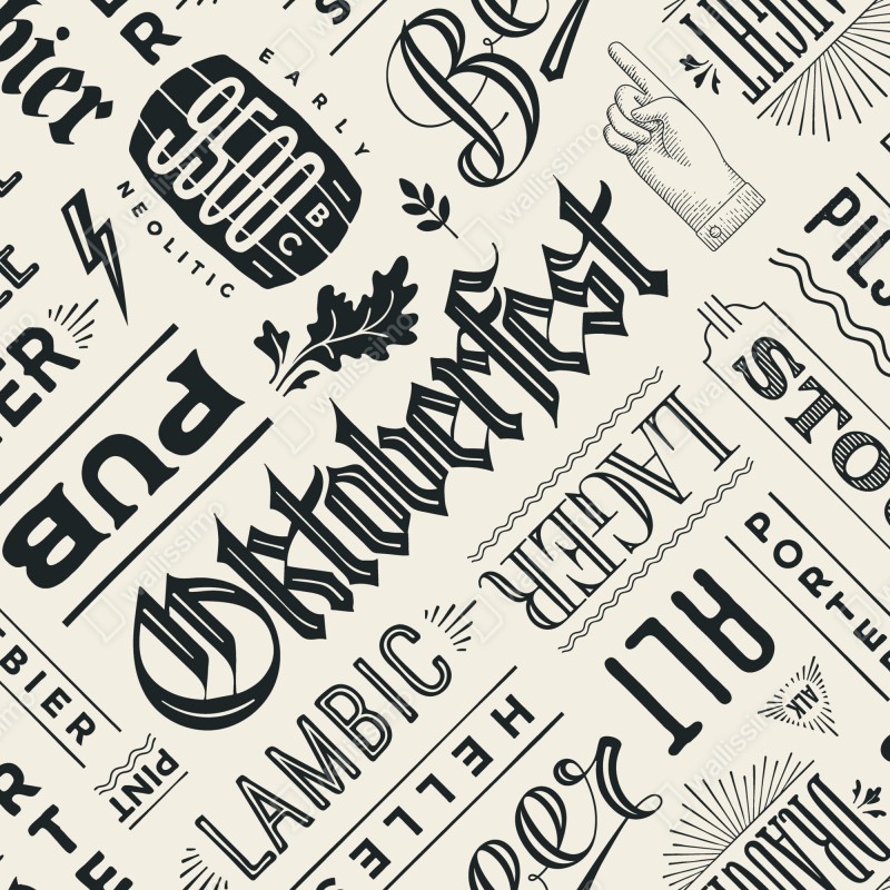 Fototapeta vintage wzór etykiet piwnych – Wallissimo® Fototapeta vintage wzór etykiet piwnych – Wallissimo®