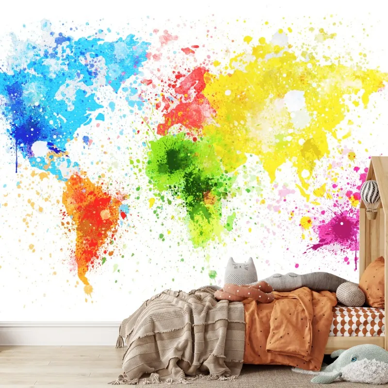 Fototapeta kolorowa akwarelowa mapa świata