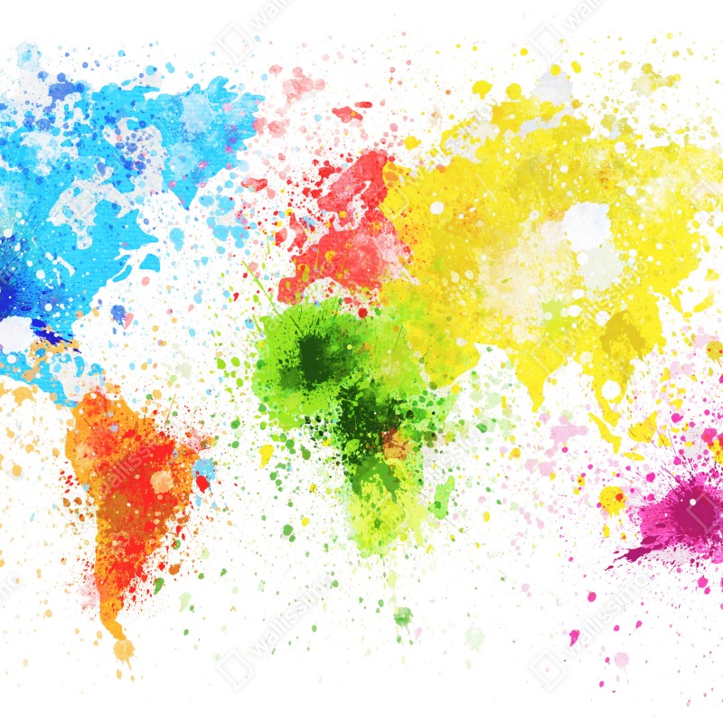 Fototapeta kolorowa akwarelowa mapa świata – Wallissimo® Fototapeta kolorowa akwarelowa mapa świata – Wallissimo®