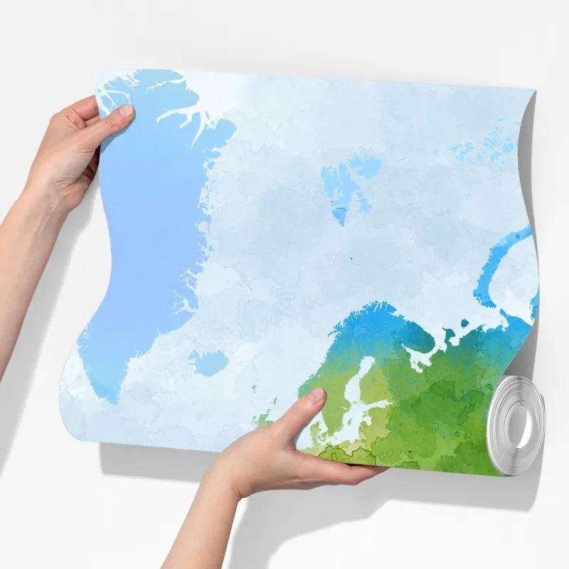 Fototapeta akwarelowa mapa świata w zieleni i błękicie – Wallissimo® Fototapeta akwarelowa mapa świata w zieleni i błękicie – Wallissimo®