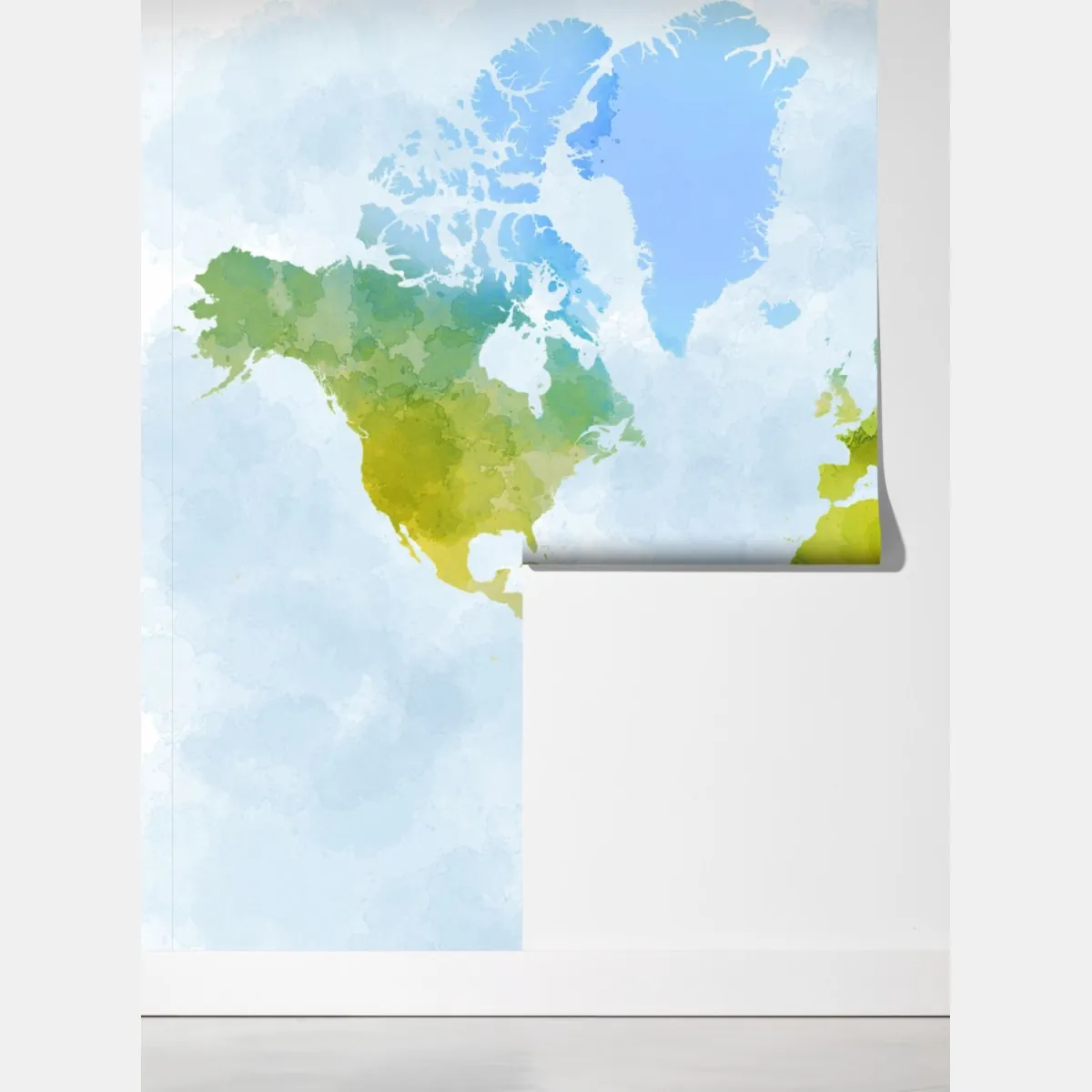 Fototapeta akwarelowa mapa świata w zieleni i błękicie – Wallissimo® Fototapeta akwarelowa mapa świata w zieleni i błękicie – Wallissimo®