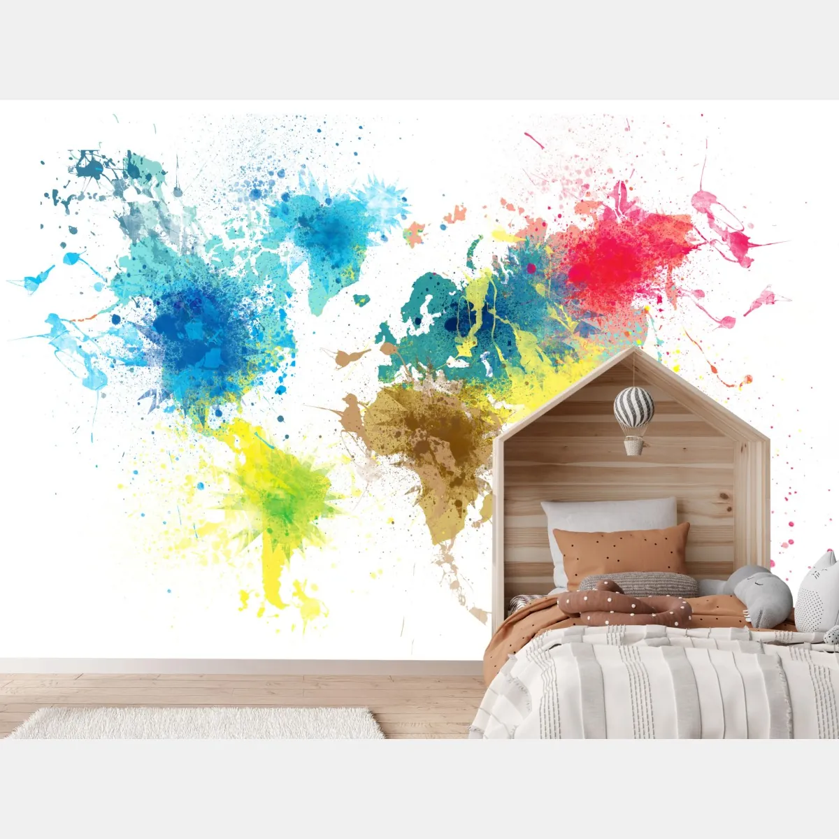 Fototapeta kolorowa mapa świata z plamami farby – Wallissimo® Fototapeta kolorowa mapa świata z plamami farby – Wallissimo®