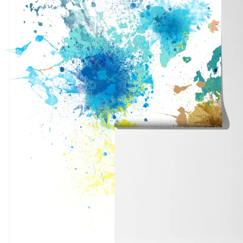 Fototapeta kolorowa mapa świata z plamami farby – Wallissimo® Fototapeta kolorowa mapa świata z plamami farby – Wallissimo®