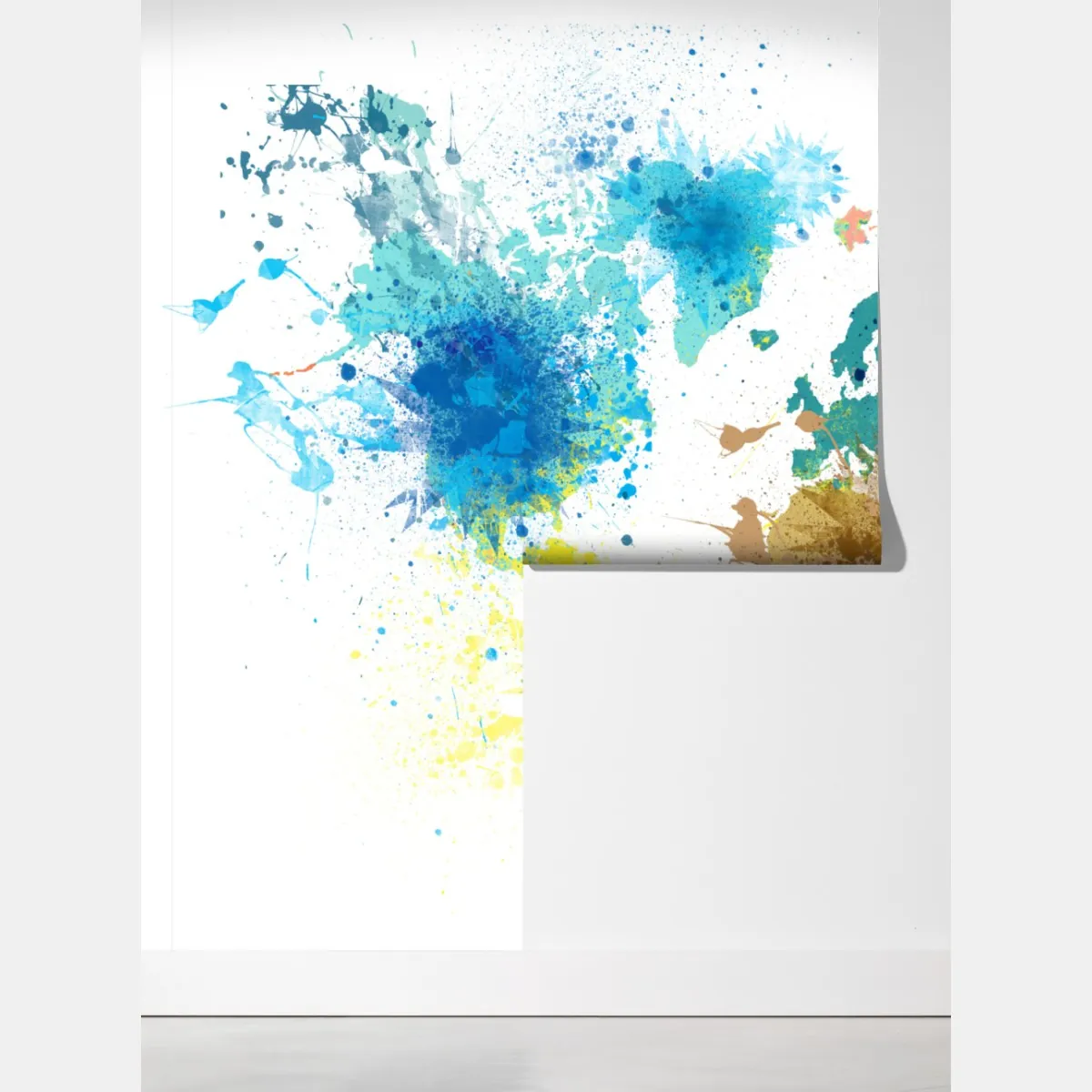 Fototapeta kolorowa mapa świata z plamami farby – Wallissimo® Fototapeta kolorowa mapa świata z plamami farby – Wallissimo®