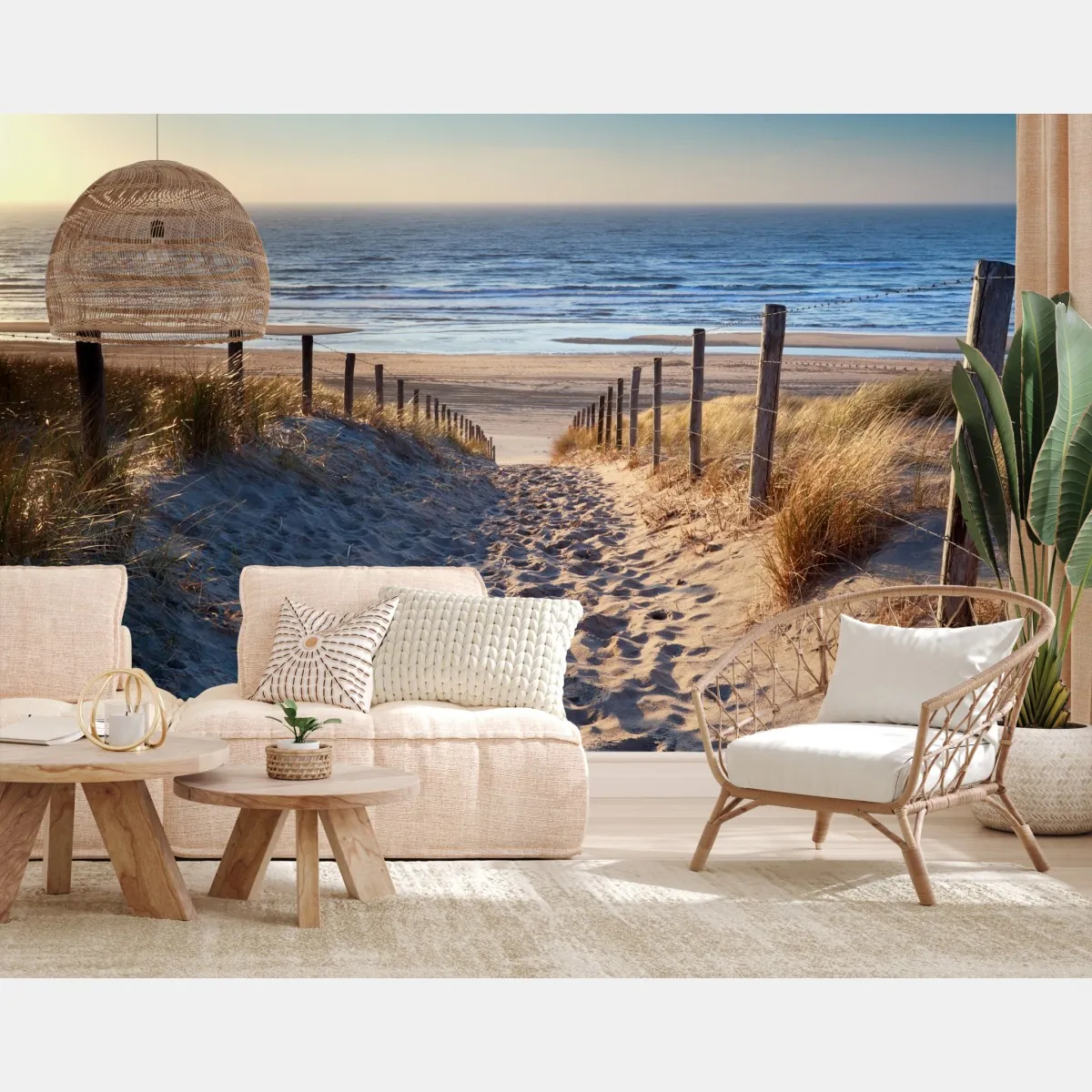 Fototapeta ścieżka na plażę Morze Północne o złotym zachodzie słońca – Wallissimo® Fototapeta ścieżka na plażę Morze Północne o złotym zachodzie słońca – Wallissimo®