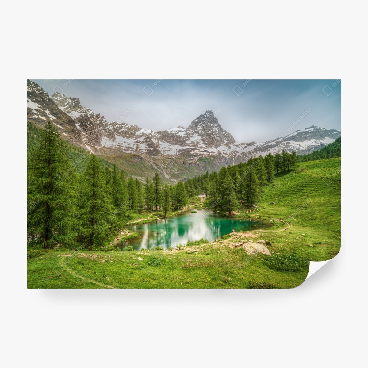 Fototapeta turkusowe jezioro alpejskie w pobliżu Cervinia – Wallissimo® Fototapeta turkusowe jezioro alpejskie w pobliżu Cervinia – Wallissimo®