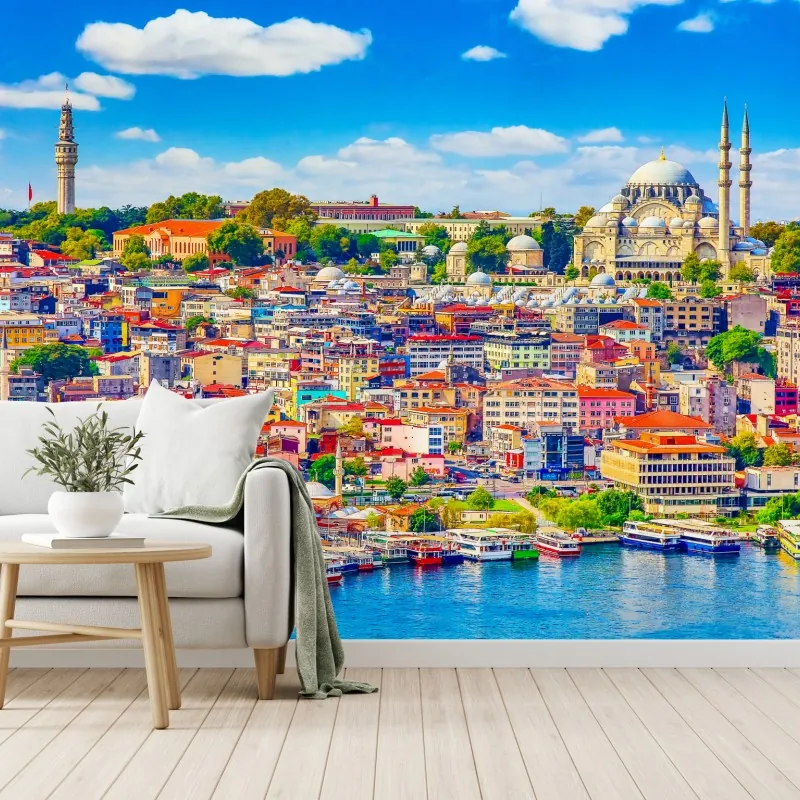 Fototapeta tętniący życiem widok Stambułu nad Bosforem – Wallissimo® Fototapeta tętniący życiem widok Stambułu nad Bosforem – Wallissimo®