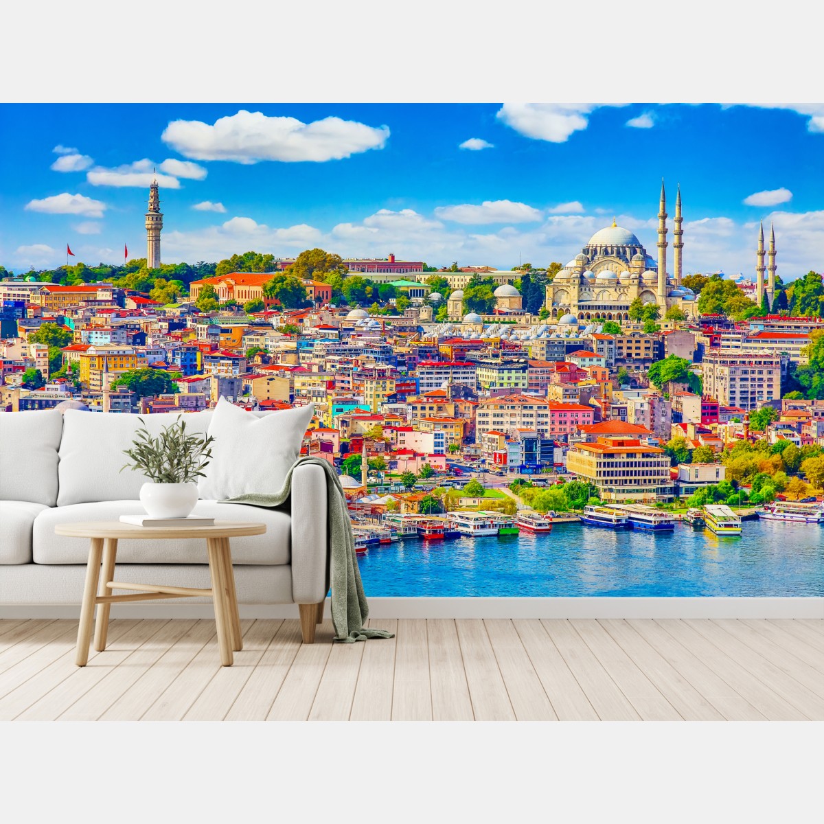 Wall mural vibrant Istanbul skyline over the Bosphorus