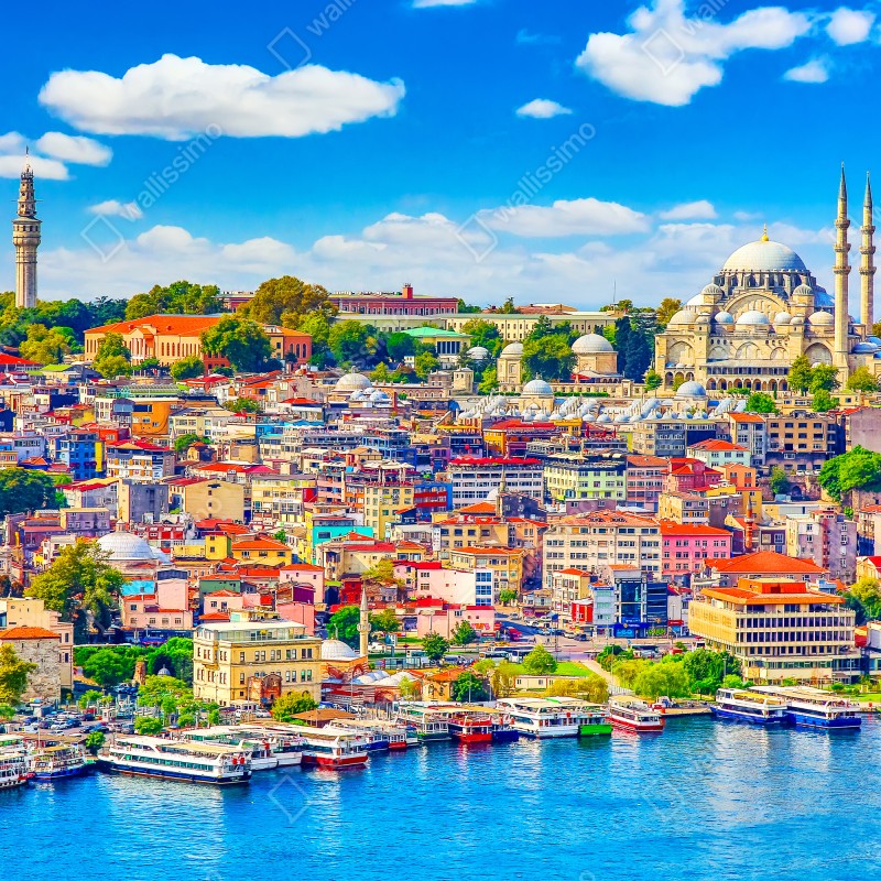 Fototapeta tętniący życiem widok Stambułu nad Bosforem – Wallissimo® Fototapeta tętniący życiem widok Stambułu nad Bosforem – Wallissimo®