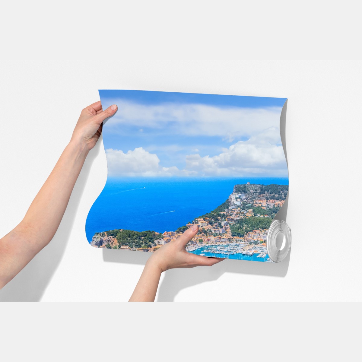 Fototapeta widok z lotu ptaka na zatokę Port de Sóller – Wallissimo® Fototapeta widok z lotu ptaka na zatokę Port de Sóller – Wallissimo®