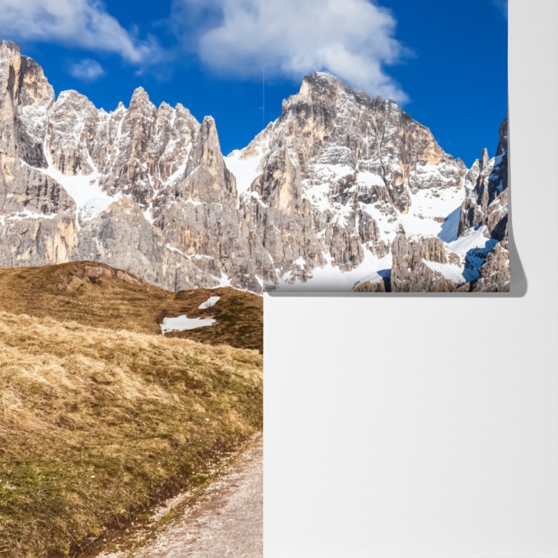 Fototapeta strzeliste szczyty górskie i wijąca się ścieżka – Wallissimo® Fototapeta strzeliste szczyty górskie i wijąca się ścieżka – Wallissimo®