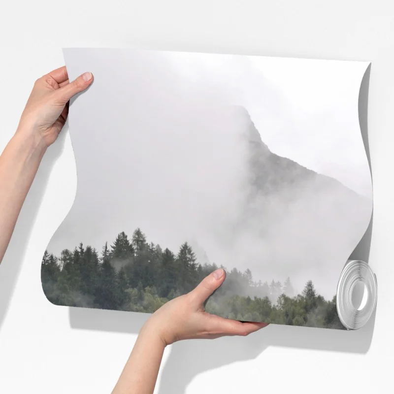 Fototapeta mglisty wodospad w górskim lesie – Wallissimo® Fototapeta mglisty wodospad w górskim lesie – Wallissimo®