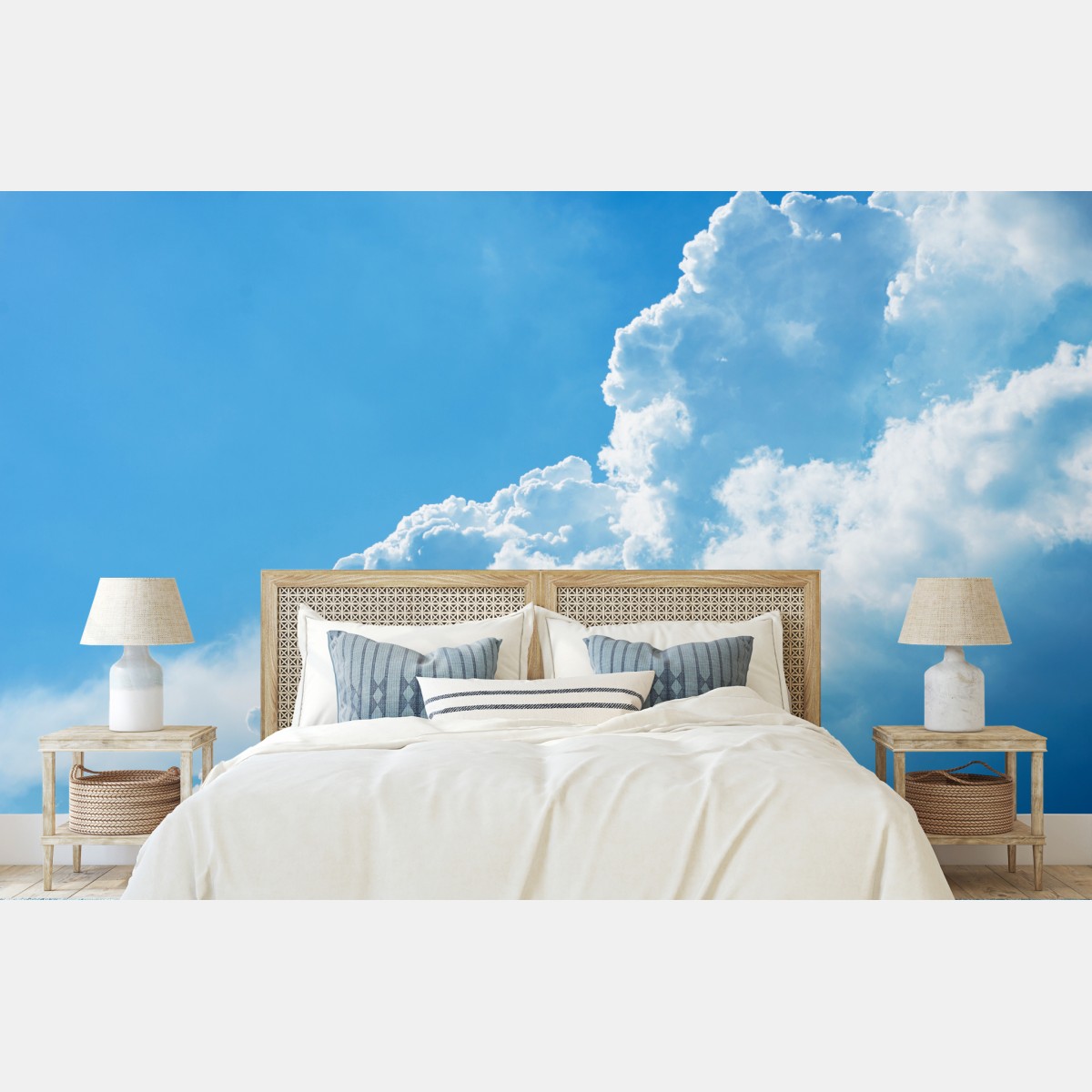 Wall mural soft blue sky with fluffy clouds