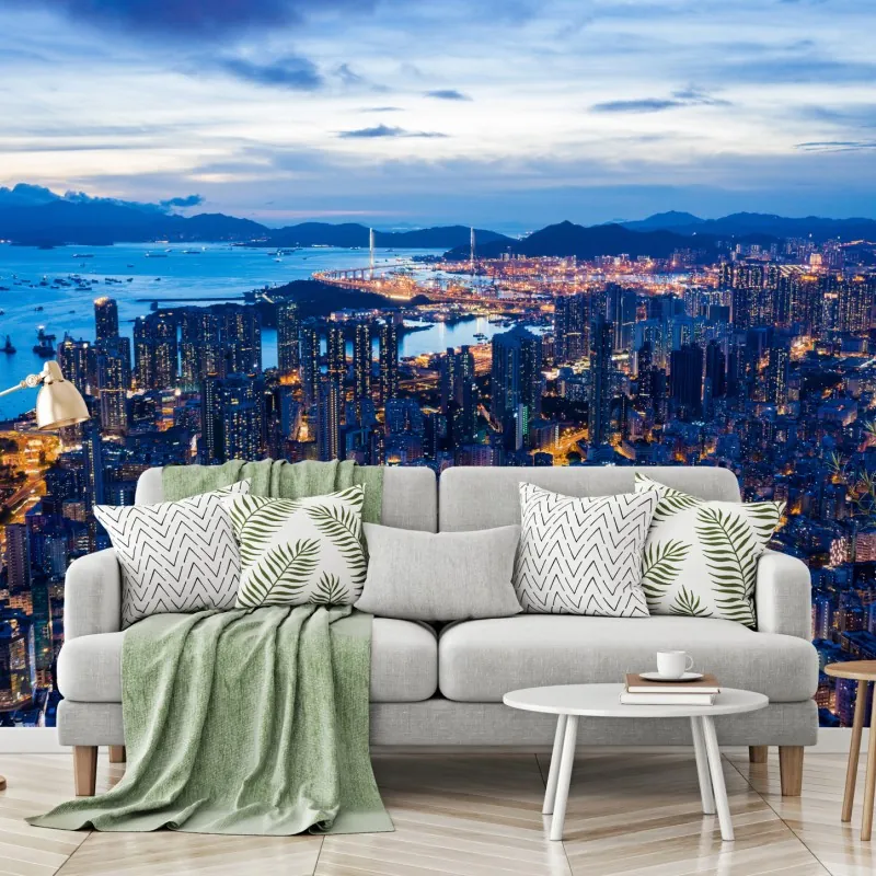 Fototapeta Hongkong panorama nocna nad Mong Kok