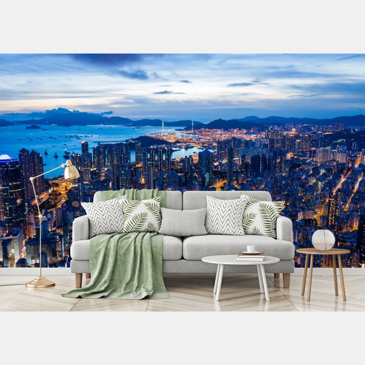 Fototapeta Hongkong panorama nocna nad Mong Kok – Wallissimo® Fototapeta Hongkong panorama nocna nad Mong Kok – Wallissimo®