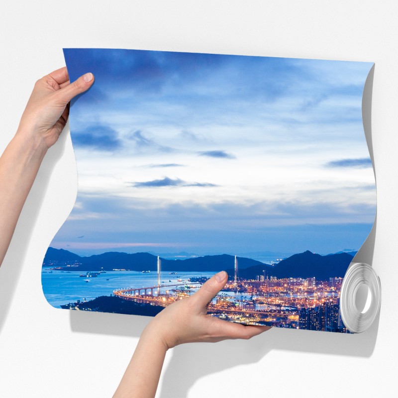 Fototapeta Hongkong panorama nocna nad Mong Kok – Wallissimo® Fototapeta Hongkong panorama nocna nad Mong Kok – Wallissimo®