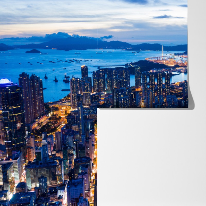 Fototapeta Hongkong panorama nocna nad Mong Kok – Wallissimo® Fototapeta Hongkong panorama nocna nad Mong Kok – Wallissimo®