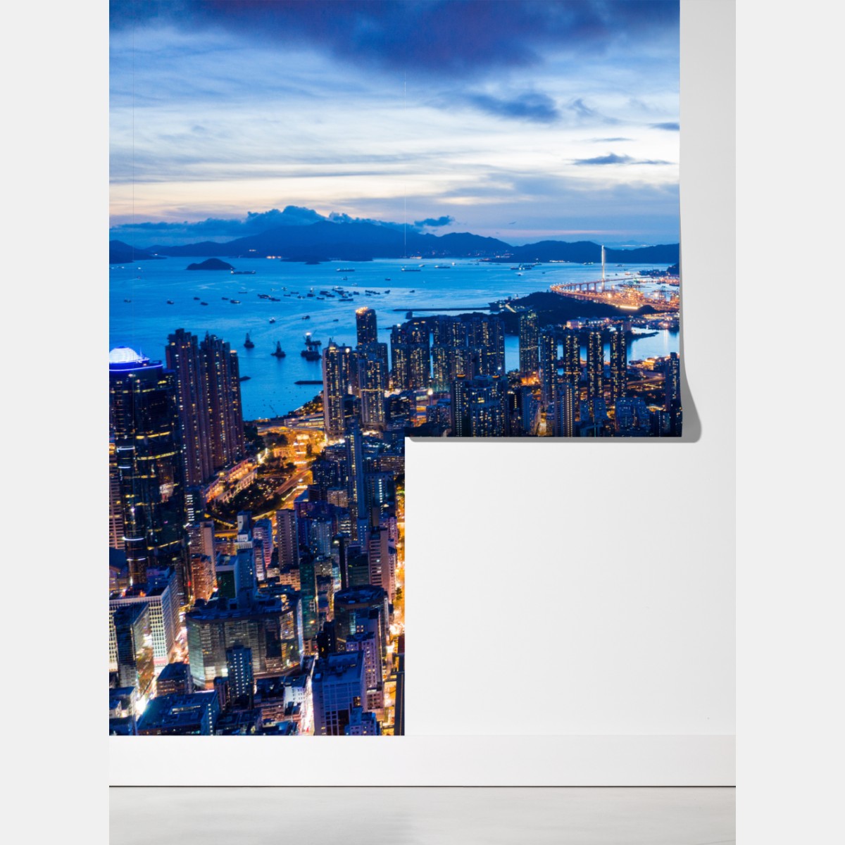 Fototapeta Hongkong panorama nocna nad Mong Kok – Wallissimo® Fototapeta Hongkong panorama nocna nad Mong Kok – Wallissimo®