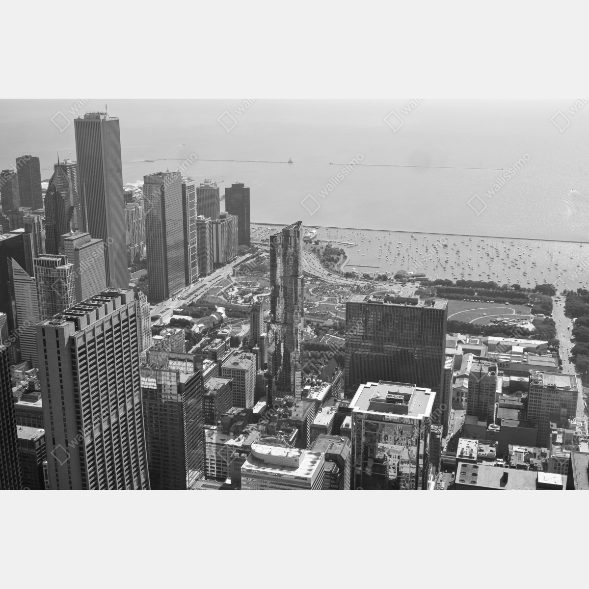 Fototapeta czarno-biała panorama miejskiej linii brzegowej – Wallissimo® Fototapeta czarno-biała panorama miejskiej linii brzegowej – Wallissimo®