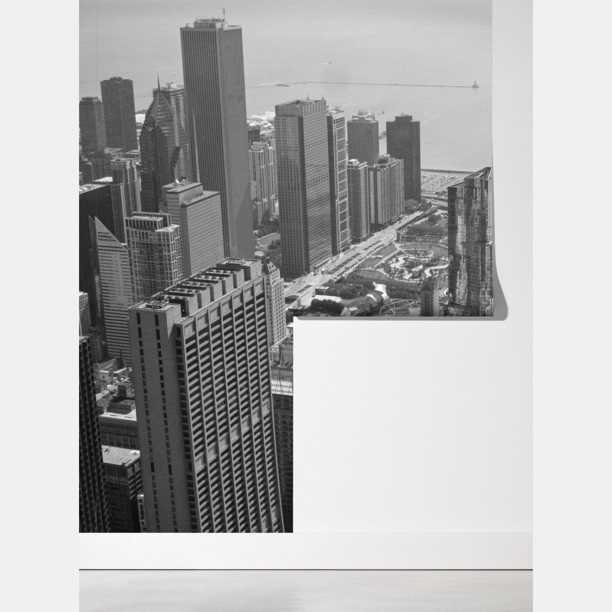 Fototapeta czarno-biała panorama miejskiej linii brzegowej – Wallissimo® Fototapeta czarno-biała panorama miejskiej linii brzegowej – Wallissimo®