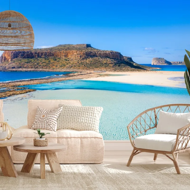 Fototapeta turkusowa laguna z skalistą wyspą