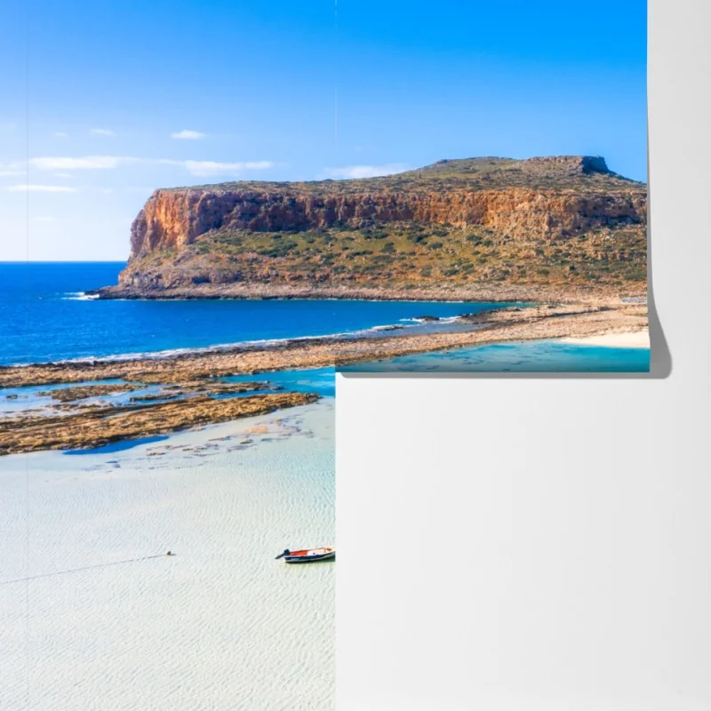 Fototapeta turkusowa laguna z skalistą wyspą – Wallissimo® Fototapeta turkusowa laguna z skalistą wyspą – Wallissimo®