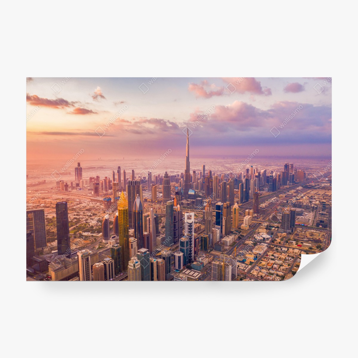 Fototapeta zachód słońca nad panoramą Dubaju z Burj Khalifa – Wallissimo® Fototapeta zachód słońca nad panoramą Dubaju z Burj Khalifa – Wallissimo®