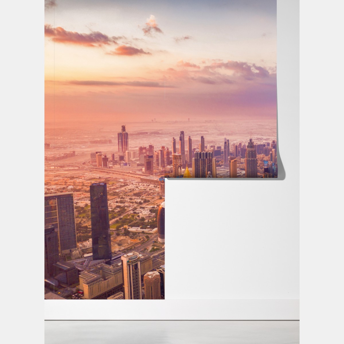 Fototapeta zachód słońca nad panoramą Dubaju z Burj Khalifa – Wallissimo® Fototapeta zachód słońca nad panoramą Dubaju z Burj Khalifa – Wallissimo®