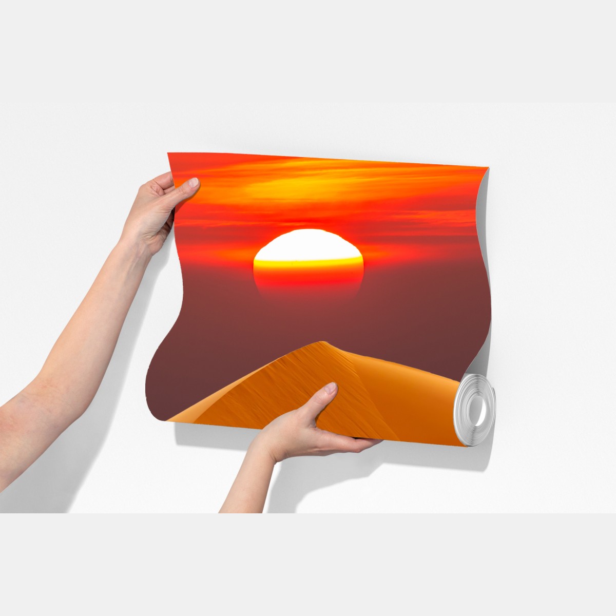 Fototapeta złoty zachód słońca nad wydmami pustyni – Wallissimo® Fototapeta złoty zachód słońca nad wydmami pustyni – Wallissimo®