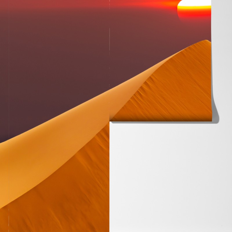 Fototapeta złoty zachód słońca nad wydmami pustyni – Wallissimo® Fototapeta złoty zachód słońca nad wydmami pustyni – Wallissimo®