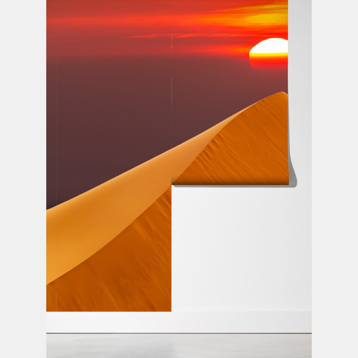 Fototapeta złoty zachód słońca nad wydmami pustyni – Wallissimo® Fototapeta złoty zachód słońca nad wydmami pustyni – Wallissimo®