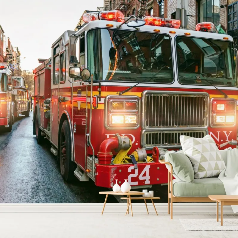 Fototapeta wozy strażackie na ulicy Manhattan, Nowy Jork