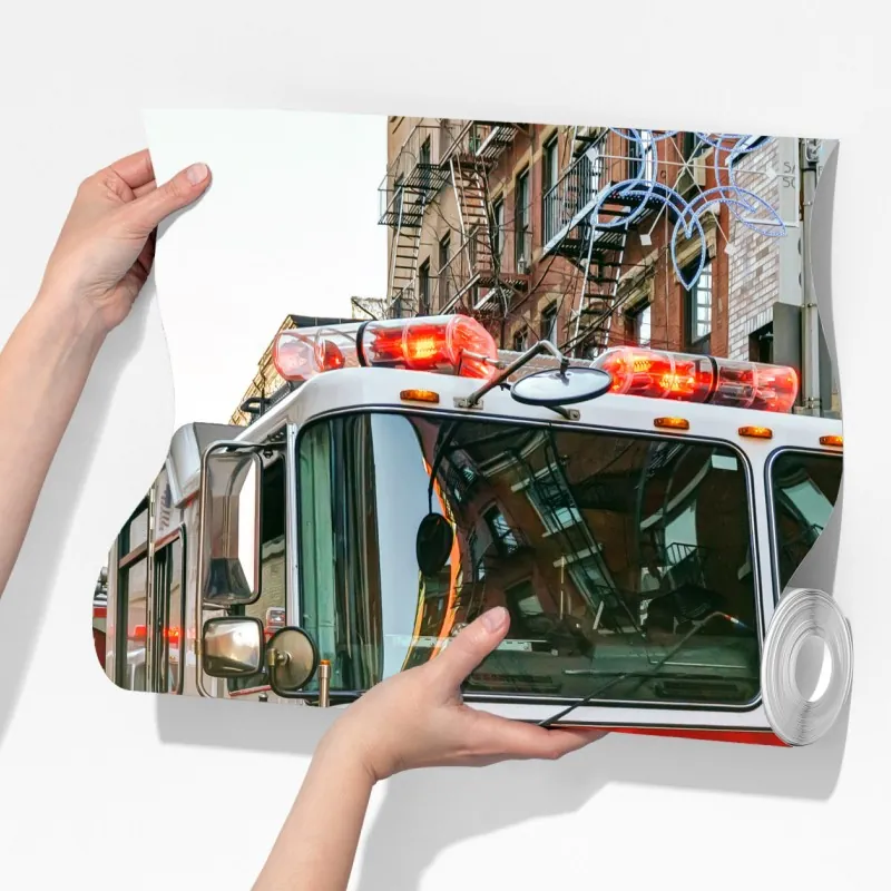 Fototapeta wozy strażackie na ulicy Manhattan, Nowy Jork – Wallissimo® Fototapeta wozy strażackie na ulicy Manhattan, Nowy Jork – Wallissimo®