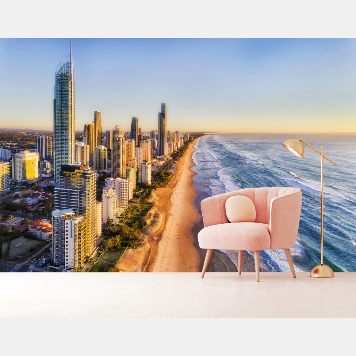 Wall mural sunrise over Surfers Paradise skyline
