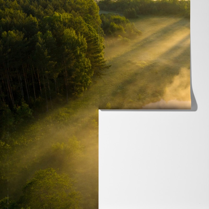 Fototapeta złote poranne światło nad mglistą rzeką – Wallissimo® Fototapeta złote poranne światło nad mglistą rzeką – Wallissimo®