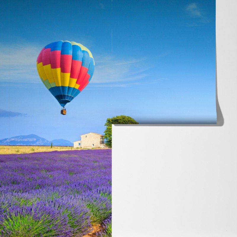 Fototapeta pola lawendy w Valensole z balonami – Wallissimo® Fototapeta pola lawendy w Valensole z balonami – Wallissimo®