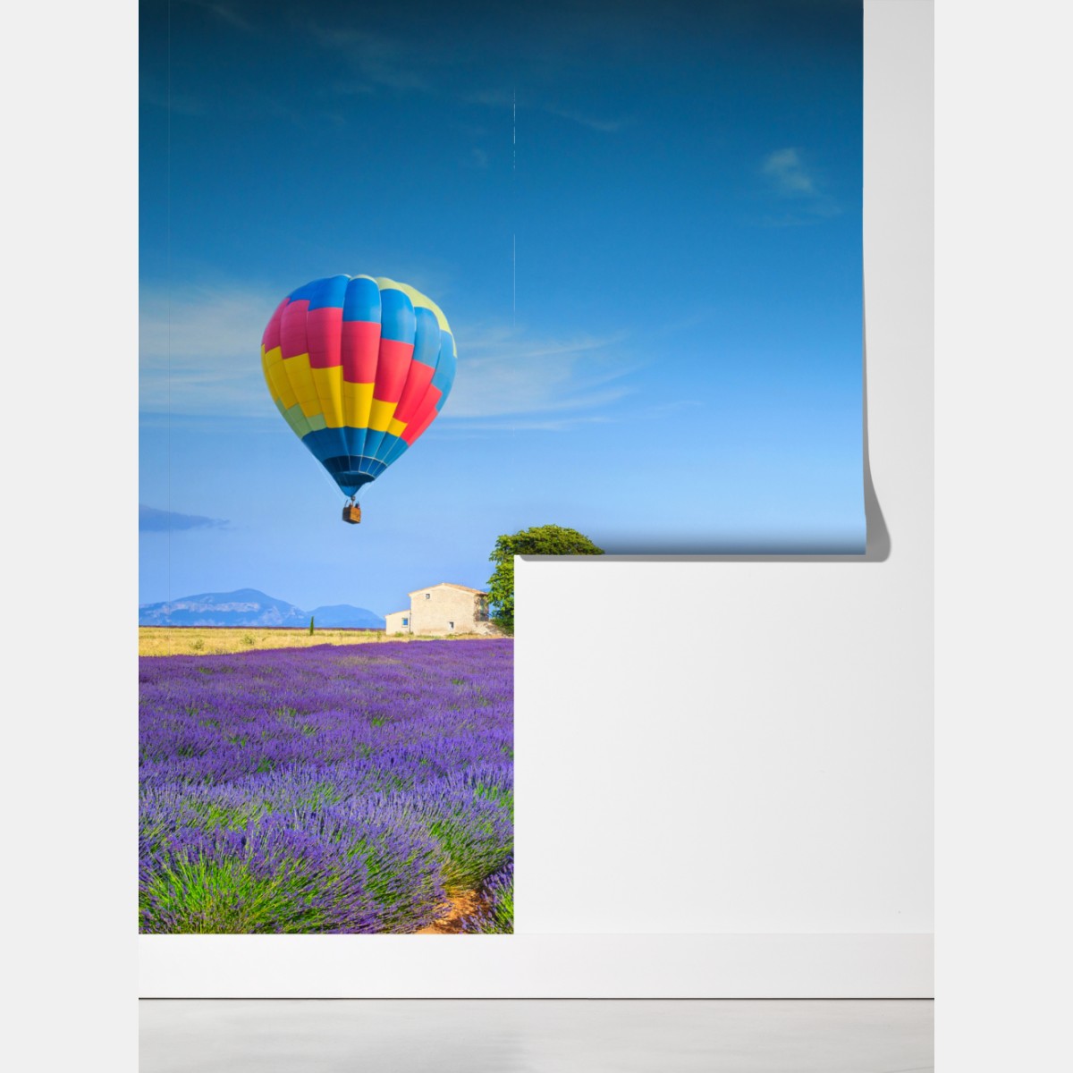 Fototapeta pola lawendy w Valensole z balonami – Wallissimo® Fototapeta pola lawendy w Valensole z balonami – Wallissimo®