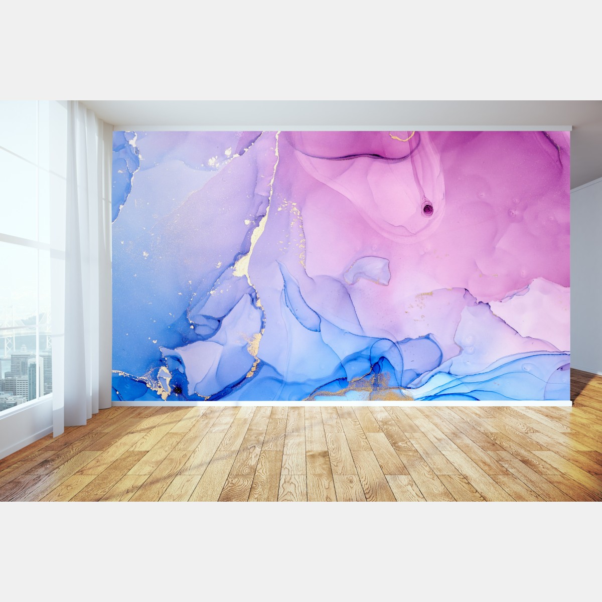 Wall mural pink and blue marble fluid abstract