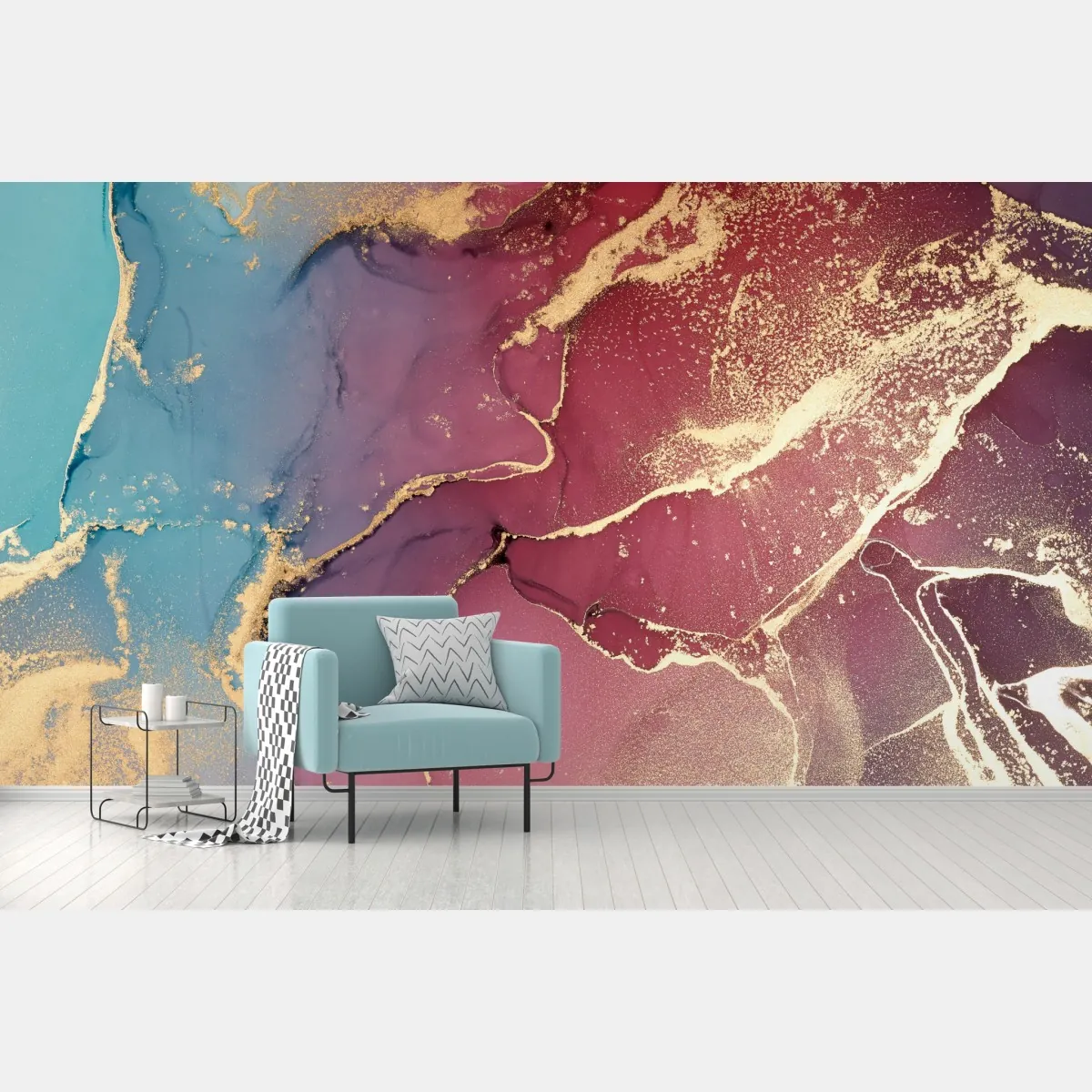 Fototapeta abstrakcyjne marmurowe tło w odcieniach turkusu i fioletu ze złotem – Wallissimo® Fototapeta abstrakcyjne marmurowe tło w odcieniach turkusu i fioletu ze złotem – Wallissimo®