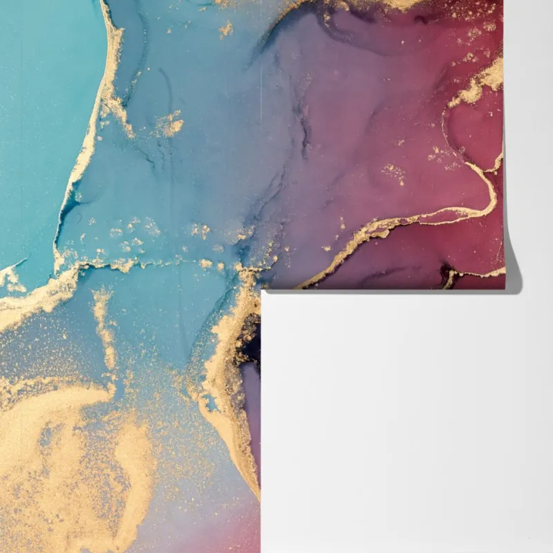 Fototapeta abstrakcyjne marmurowe tło w odcieniach turkusu i fioletu ze złotem – Wallissimo® Fototapeta abstrakcyjne marmurowe tło w odcieniach turkusu i fioletu ze złotem – Wallissimo®