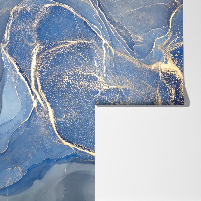 Fototapeta oceaniczny niebieski marmur ze złotymi żyłkami – Wallissimo® Fototapeta oceaniczny niebieski marmur ze złotymi żyłkami – Wallissimo®