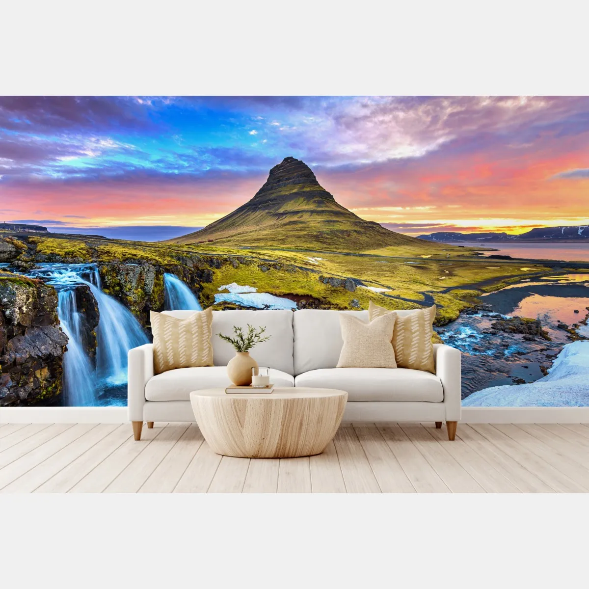 Fototapeta Kirkjufell wschód słońca górski pejzaż – Wallissimo® Fototapeta Kirkjufell wschód słońca górski pejzaż – Wallissimo®