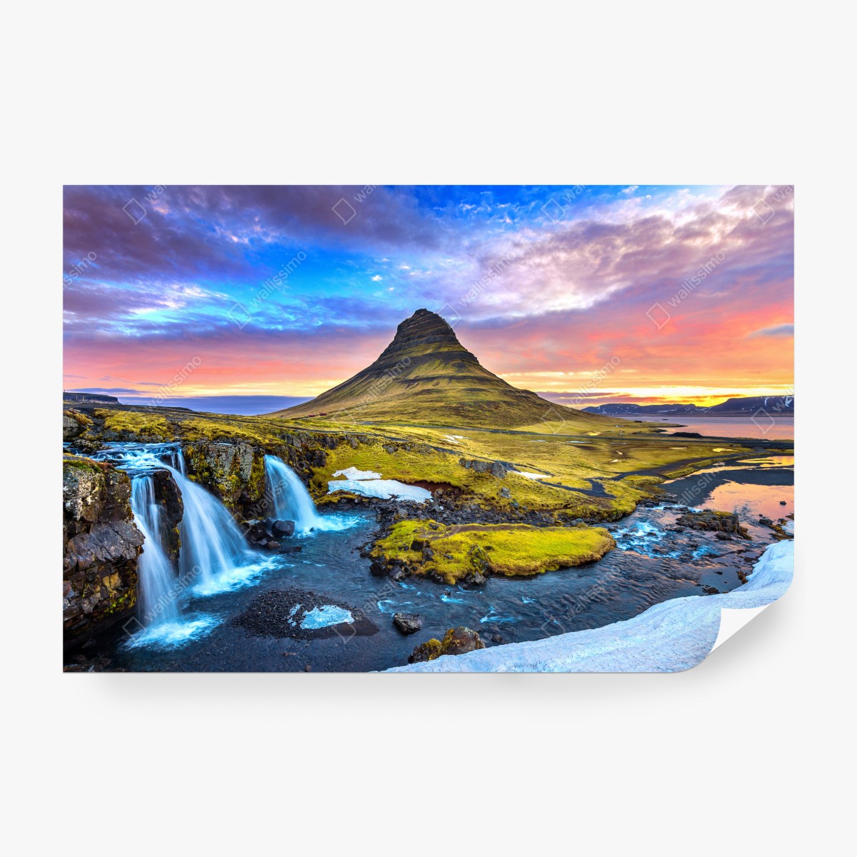 Fototapeta Kirkjufell wschód słońca górski pejzaż – Wallissimo® Fototapeta Kirkjufell wschód słońca górski pejzaż – Wallissimo®