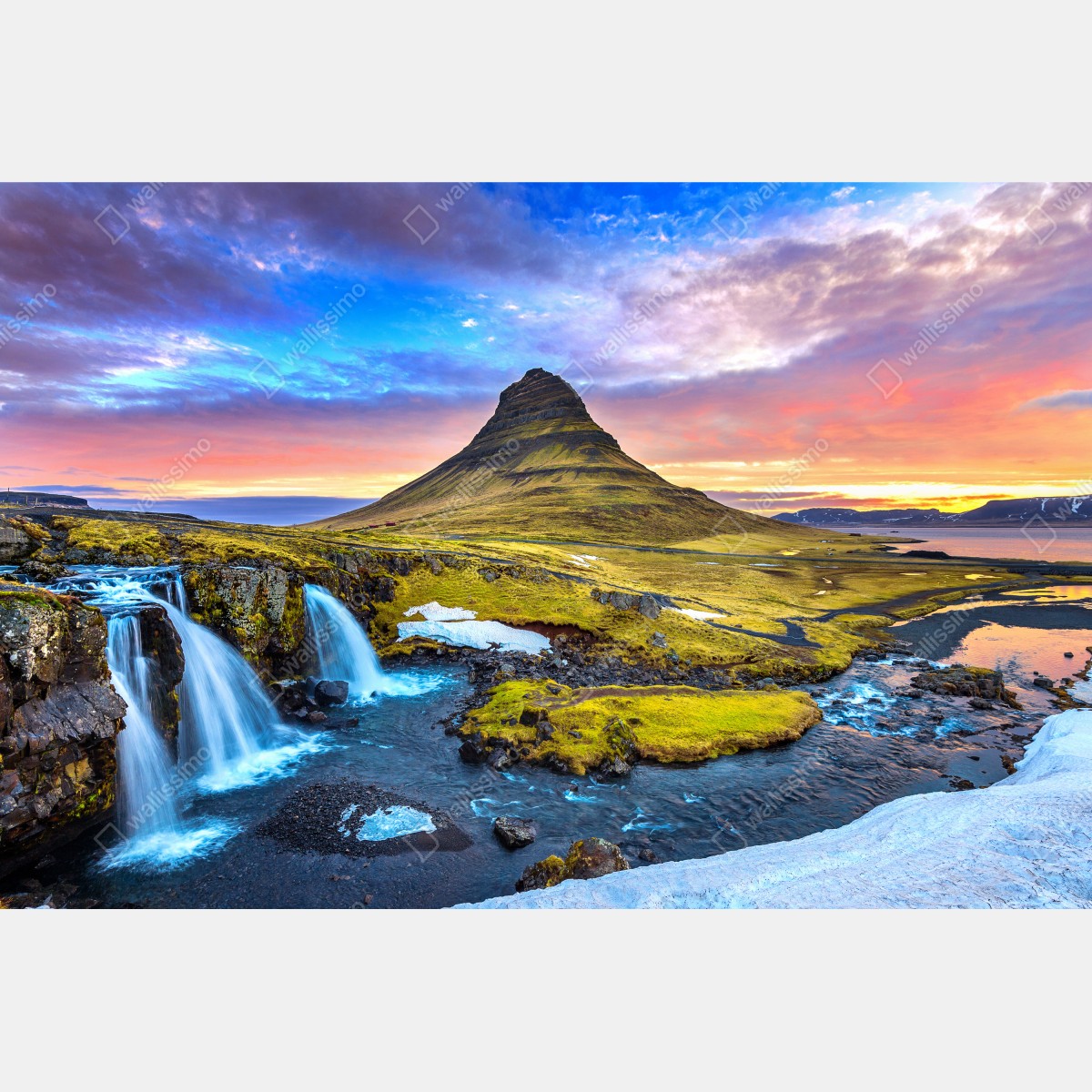 Fototapeta Kirkjufell wschód słońca górski pejzaż – Wallissimo® Fototapeta Kirkjufell wschód słońca górski pejzaż – Wallissimo®
